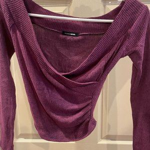 Purple Cropped Knit Top Size Small